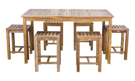 7 Piece Teak Wood Antigua Patio Counter Height Bistro Set With 63 Rec