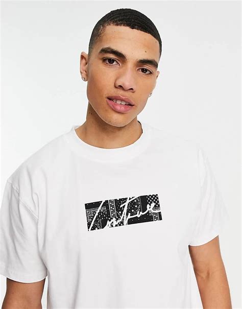 The Couture Club T Shirt In White With Bandana Box Logo Print Asos