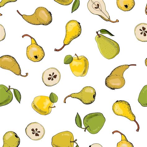 Un Motif Fruité Sans Couture Poires Pommes Dessins Pour Tissus