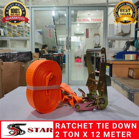 Jual Cargo Lashing Belt 2 Ton X 12 Meter Ratchet Tie Down Webbing Cargo