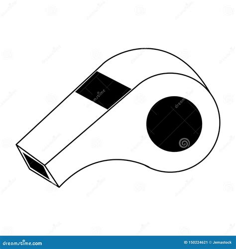 Referee Whistle Isolated Symbol Cartoon In Black And White Stock Vector