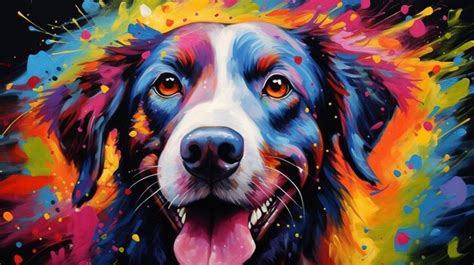 Premium Photo | A painting of a dog with the colors of the rainbow