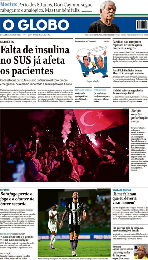 Capa O Globo Sábado 27 de Agosto de 2022