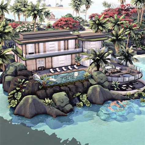 Sulani Beach Mansion Sims Beach Mansion Sims 4 House Design