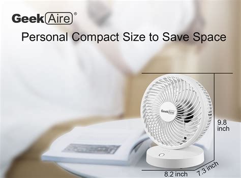 New Geek Aire Portable Rechargeable Table Fan 4 Speed Settings