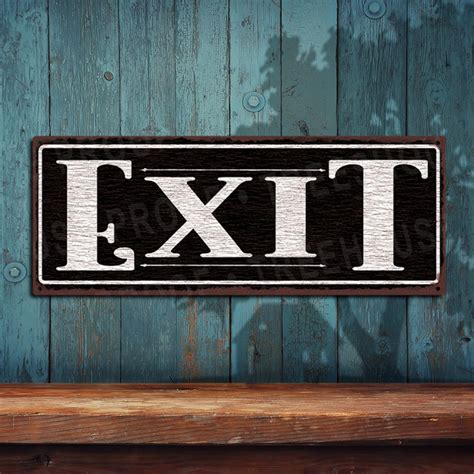 Exit Sign Black Rustic Looking Metal Sign Customizable Color Print on ...