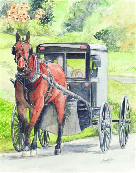 Amish Horse And Buggy By Morgan Fitzsimons Horse Art Watercolor