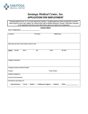 Smc Application Saratoga Medical Center Fill And Sign Printable