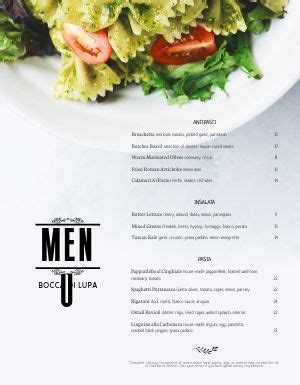 Free Italian Menu Template Designs Musthavemenus