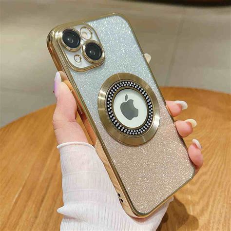 HOCE Luxury Electroplating TPU Rhinestone Logo Hole Phone Case For