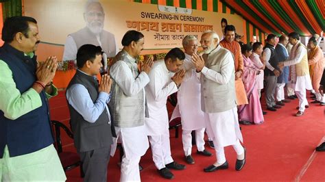 In Pics Manik Saha Takes Oath As Tripura Cm Pm Narendra Modi Attends