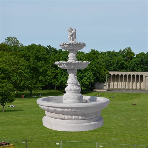 Custom Made Garden Ornament White Marble Angel Boy Carving Water