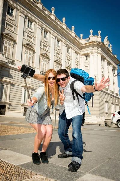 Beautiful Friends Tourist Couple Visiting Spain In Holidays Students