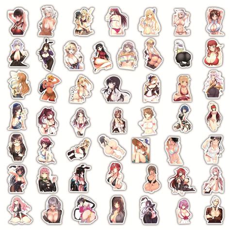 50pcs Stiker Seksi Waifu Anime Bikini Bahan Vinyl Anti Air Stickers