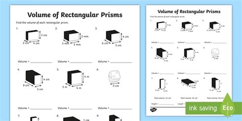 Volume Of Rectangular Prisms Metric Activity