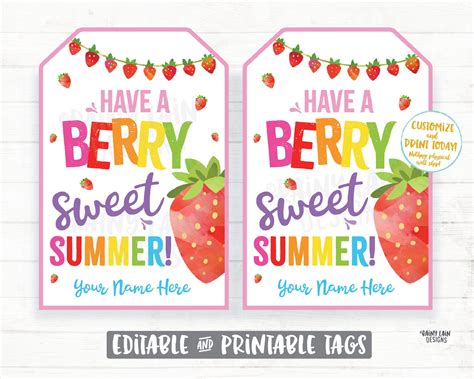 Have A Berry Sweet Summer Tag End Of School Year Gift Tags Etsy In