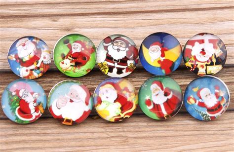 Jack Pcs Lot Mix Styles Glass Snap Button Santa Claus Mm Snaps