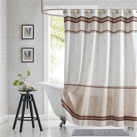 Bestripes Fabric Shower Curtain Beige Tan Brown Stripe Cloth Shower Curtains For