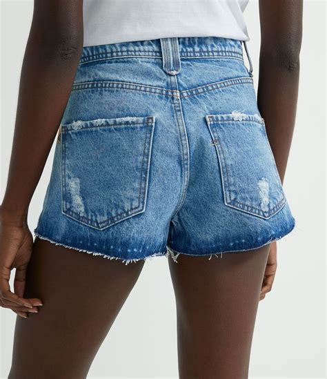 Short Cintura Alta Jeans Estampa Tucano Com Barra Desfiada Azul Renner