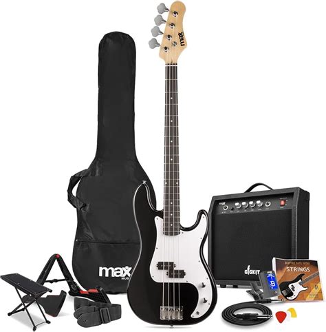 Max Gigkit Electric Bass Guitar Starter Kit With 40w Amplifier Stand Strap Tuner Bag And