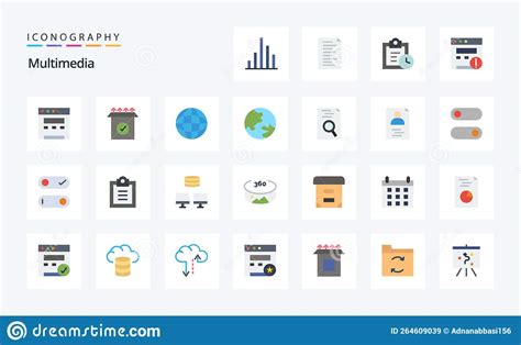 Paquete De Iconos De 25 Colores Planos Multimedia Ilustración del