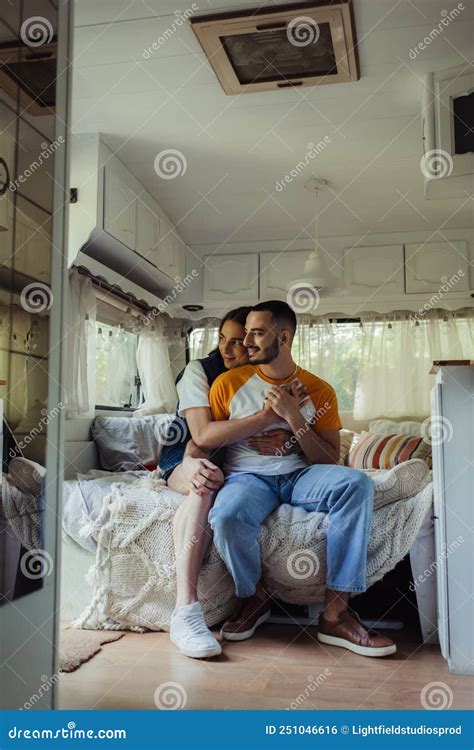 Smiling Gay Man With Tattoo Hugging Stock Photo Image Of Camping