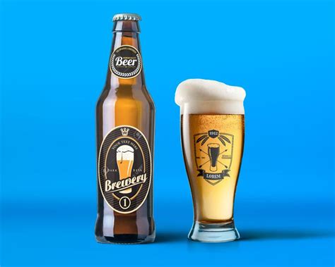 Free Beer Bottle & Glass Mockup | Mockuptree