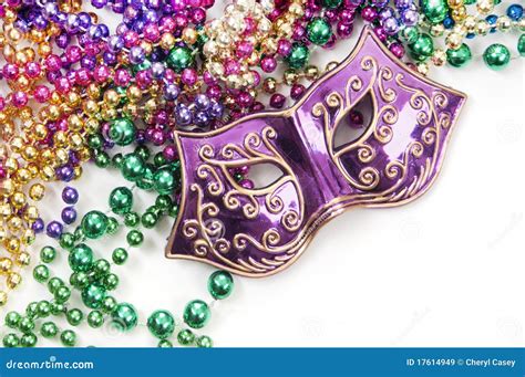 Mardi Gras Mask And Beads Stock Image Image Of Costume 17614949