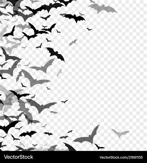 Black Silhouette Of Bats Isolated On Transparent Vector Image