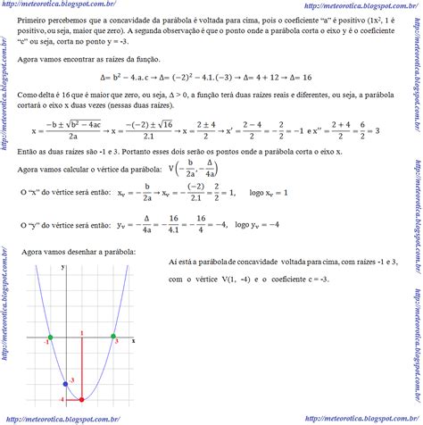 M E T E O R O T I C A Gráfico De Uma Função Quadrática Exercícios