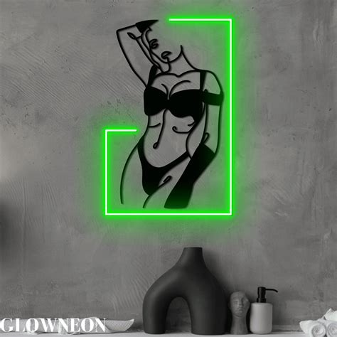 Glowneon Sensual Lady With Bikini Neon Prints Erotic Body Line Art Walmart