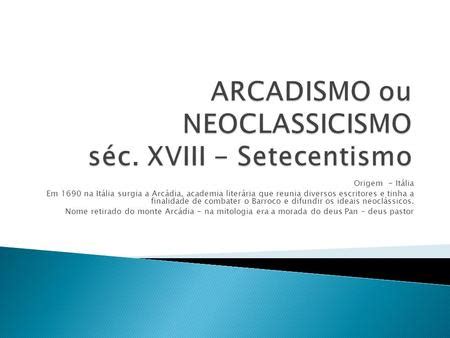 Arcadismo Pontos Importantes Ppt Carregar