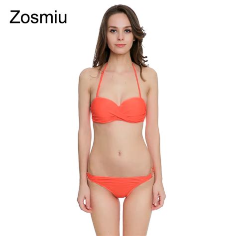 Zosmiu Women Summer Bikinis Twist And Ruched Bottom Swimwear 2018 New