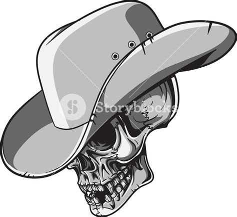 Skull Vector Element With Cowboy Hat Royalty-Free Stock Image - Storyblocks