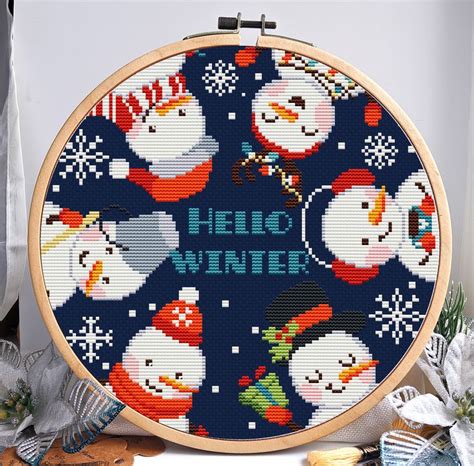 Snowman cross stitch pattern, Snowman ornament cross stitch - Inspire ...