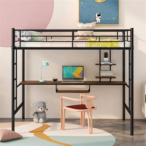 Harper Bright Designs Cama Tipo Loft Con Escritorio Marco De Cama De