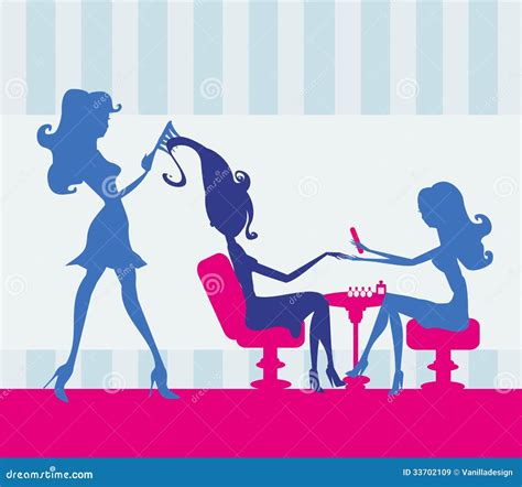 Girl In A Beauty Salon Manicure And Hairdresser Stock Vector Illustration Of Sensuality