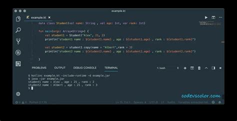 Data Class In Kotlin Explanation With Example Codevscolor