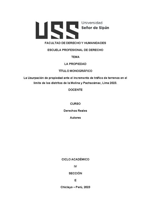 Paf Derechos Reales Facultad De Derecho Y Humanidades Escuela