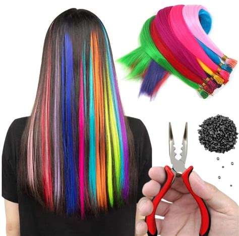 Osprey 20 Pcs Rainbow Colored Hair Extensions Multi Color