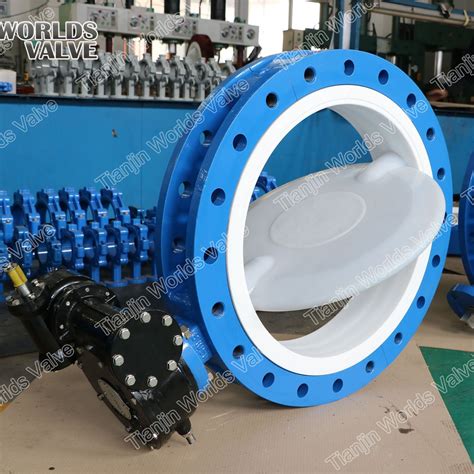 PTFE PFA Lining Wafer U Type Butterfly Valve For Acid Base Corrosive