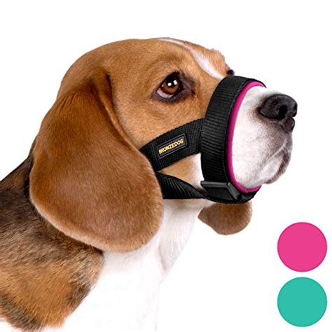 BRONZEDOG Soft Padded Dog Muzzle Adjustable Neoprene Comfort Bitting Chewing Pet Muzzles for ...