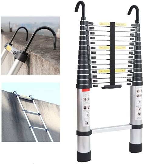 Bowoshen Aluminum Telescoping Ladder Ft Folding Steps Multi