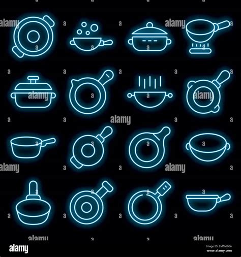 Wok Frying Pan Icons Set Outline Set Of Wok Frying Pan Vector Icons