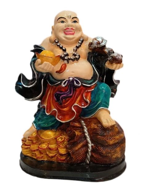 Paint Coated 7 Inch Fiber Laughing Buddha Statue For Decoration At Rs