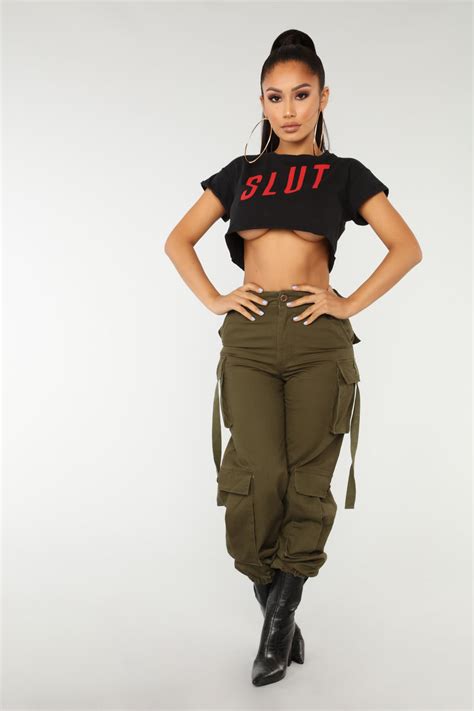 Slut Crop Top Blackred Fashion Nova Graphic Tees Fashion Nova