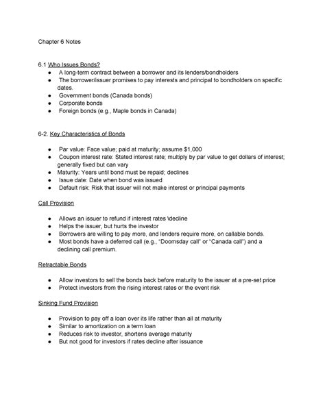 AFF 210 Ch6 Notes Chapter 6 Notes 6 Who Issues Bonds A Long Term