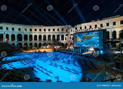 Film Festival Rehearsal in Pula Arena at Night Editorial Image - Image of stage, travel: 277086955