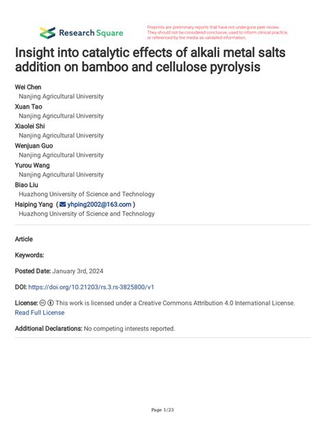 PDF Insight Into Catalytic Effects Of Alkali Metal Salts Addition On