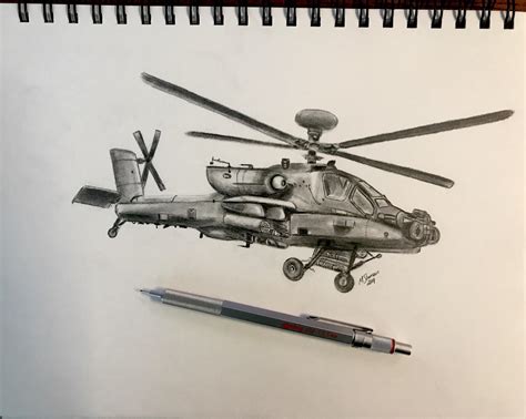 How To Draw A Apache Helicopter Step By Step Spaceship art hand drawing reference drawing sheet ...